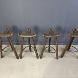 Mid century brutalist bar stools - set of 4, 1960s