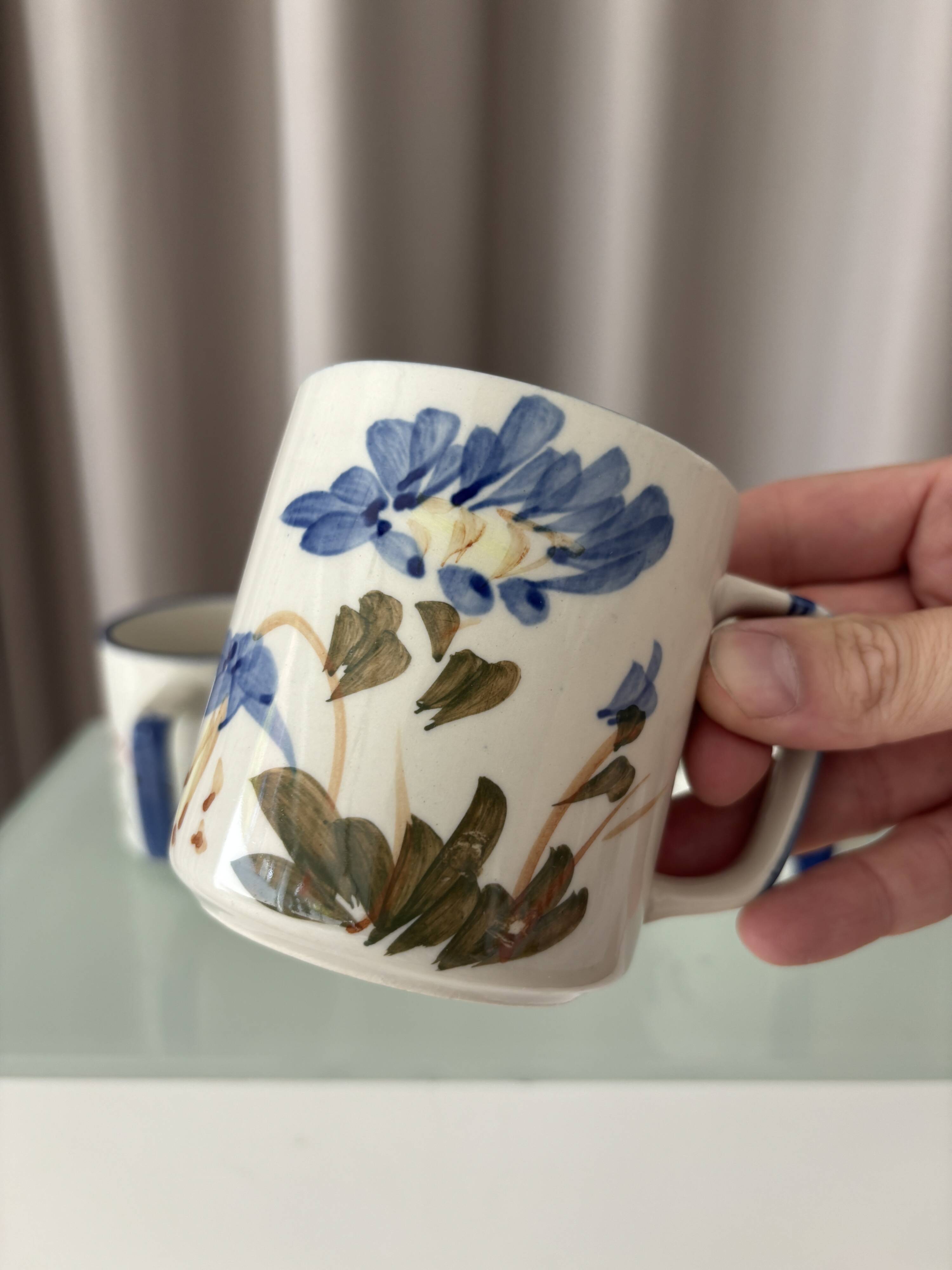 Ensemble de 3 mugs en céramique peints à la main – Style cottagecore / campagne C