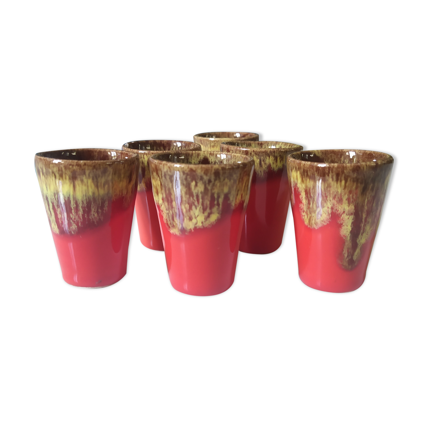 6 glazed ceramic glasses