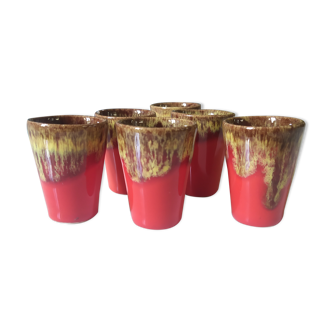 6 glazed ceramic glasses