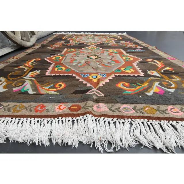Vintage Turkish Oushak Handmade Wool Cotton Orange Area Rug 187x310
