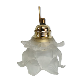Vintage tulip hanging lamp in frosted glass