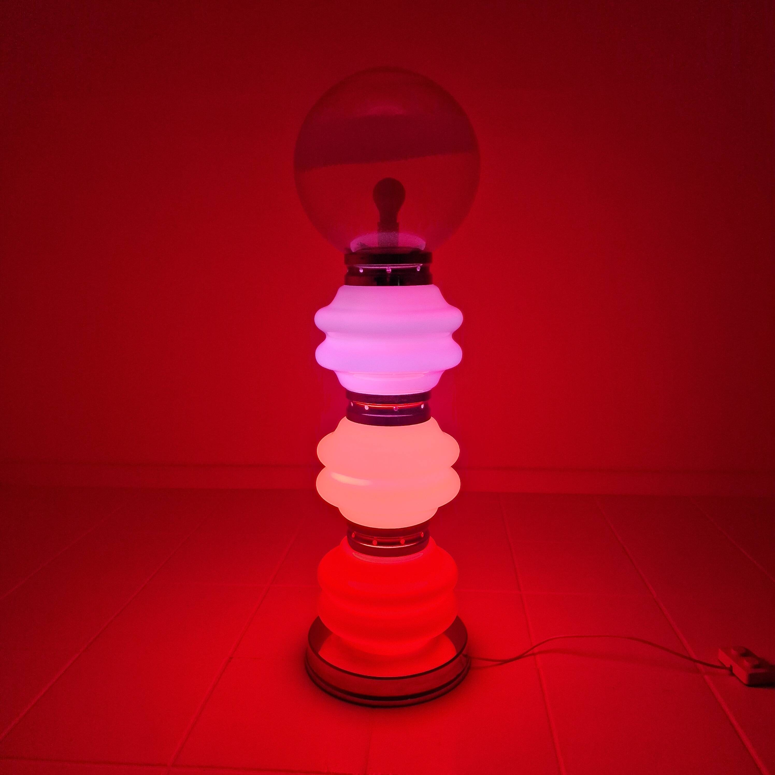 Italian Murano Floor Lamp  in 3 Colors Light, 1970s