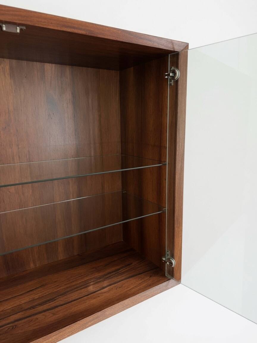 Poul Cadovius Wall Mounted Glass Cabinet By CADO, 1960s.