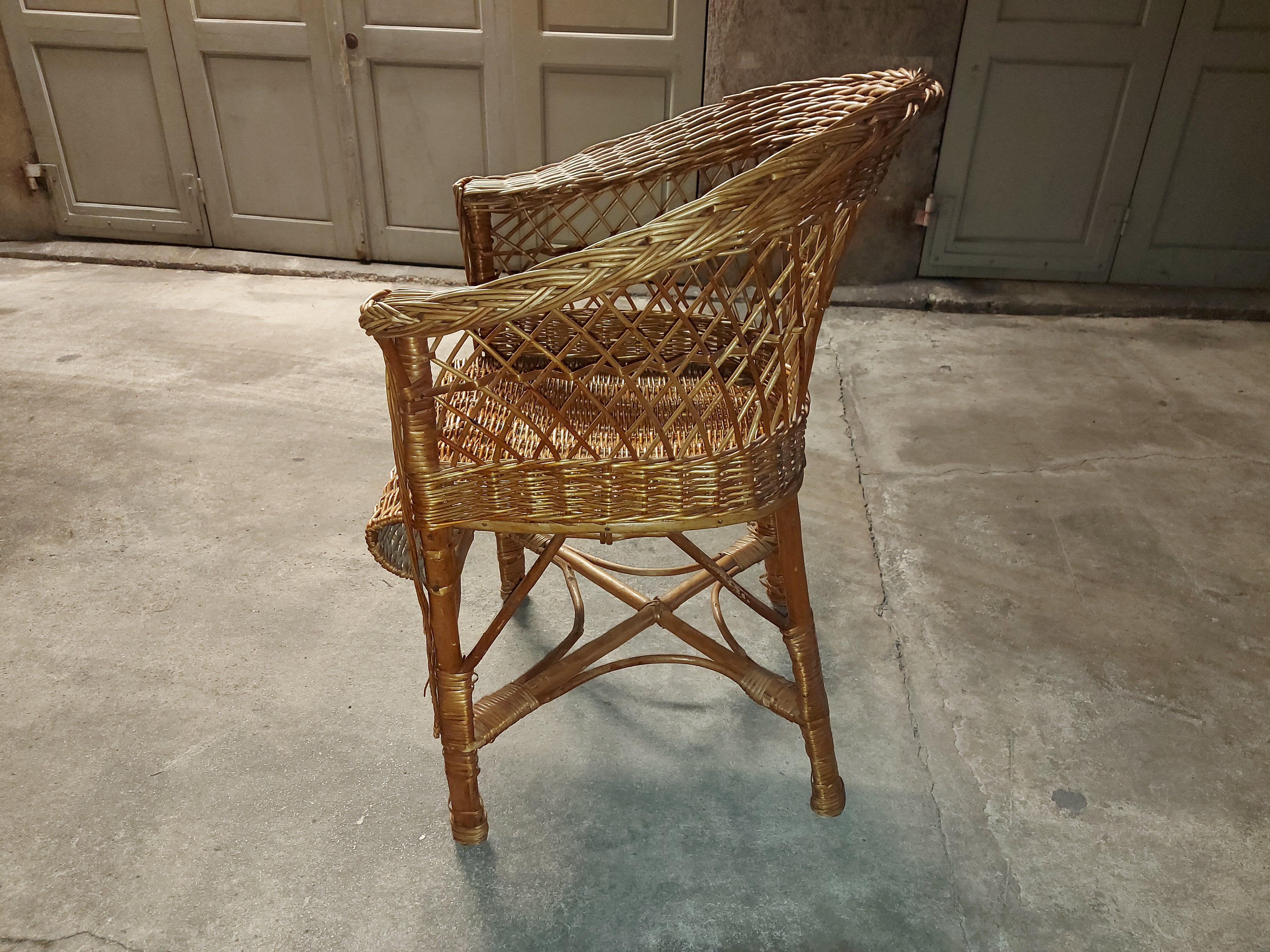 Fauteuil en rotin vintage