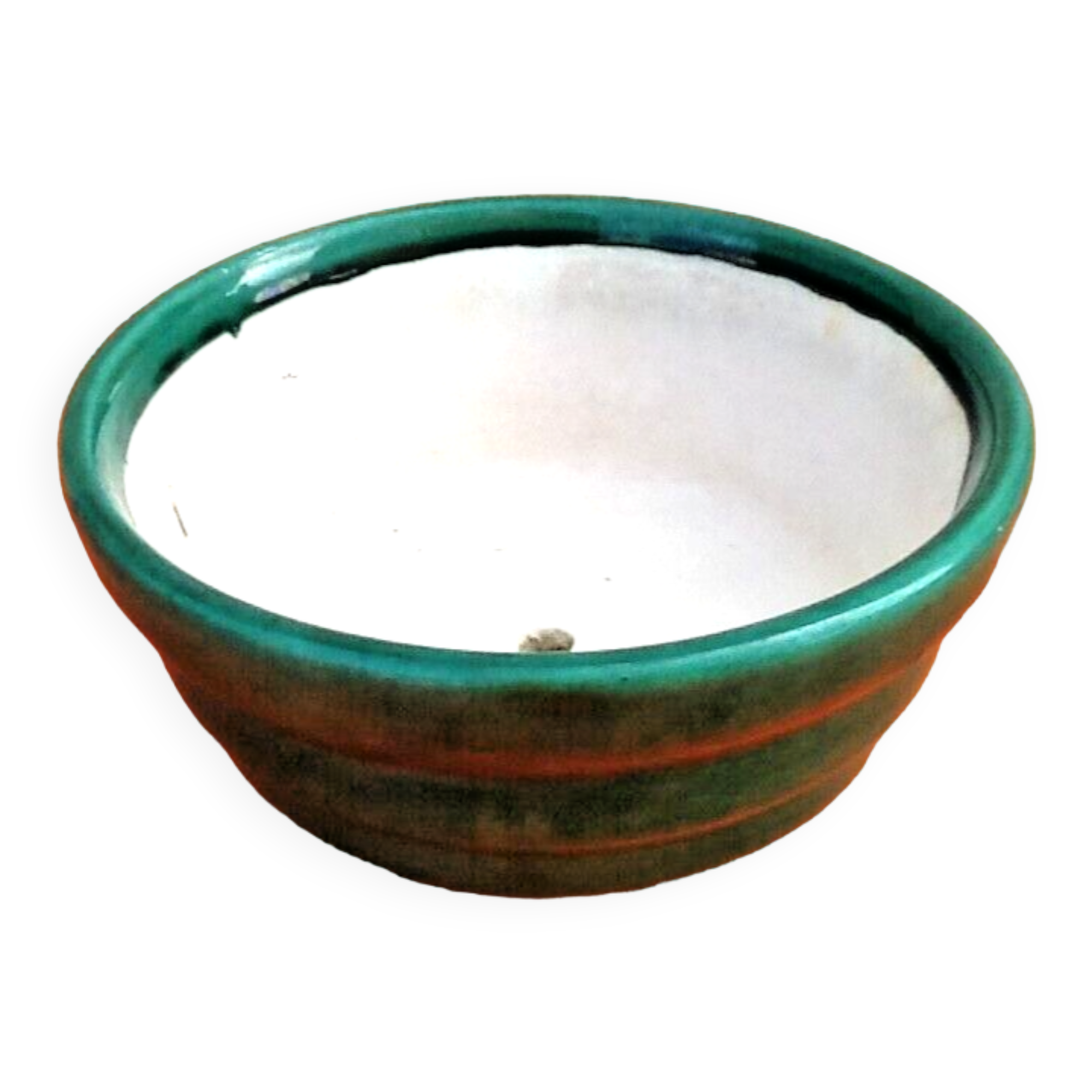 Céramique vernissée cache-pot vert années 1950