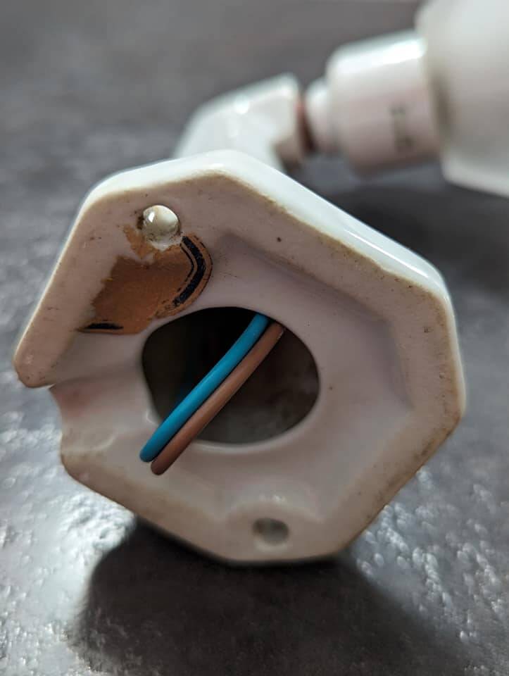 Old white porcelain wall lamp Art Deco 1930 tulip opalescent glass paste