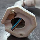 Old white porcelain wall lamp Art Deco 1930 tulip opalescent glass paste