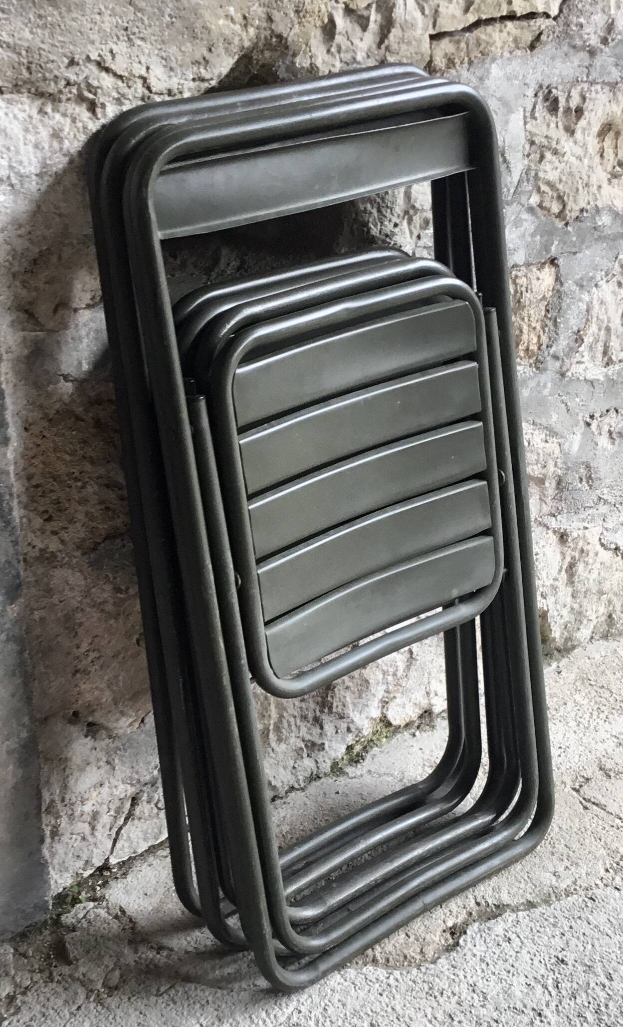 Set of 4 folding military chairs stamped Verhaeghe