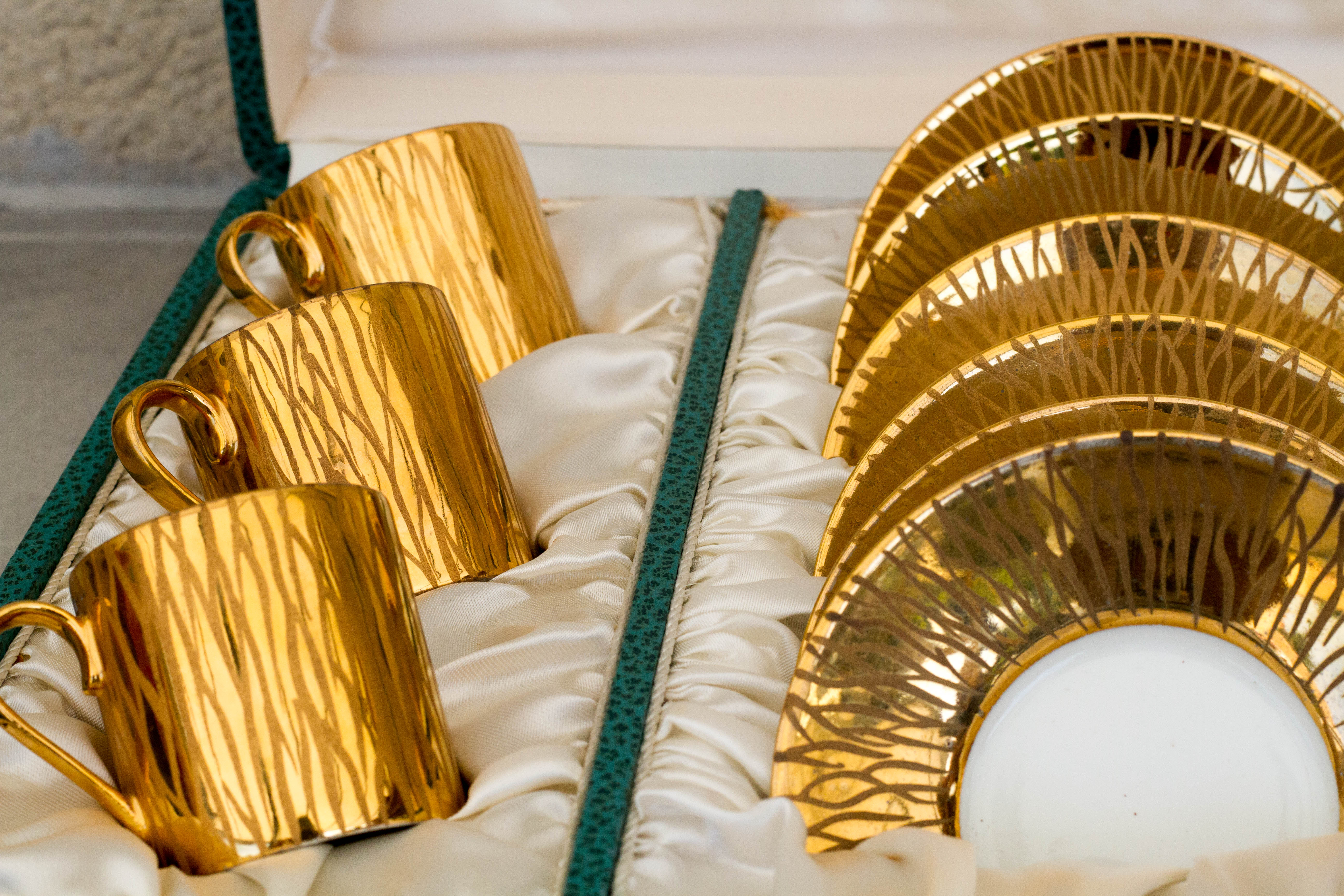 Gold plated tea/coffee cup and saucer set