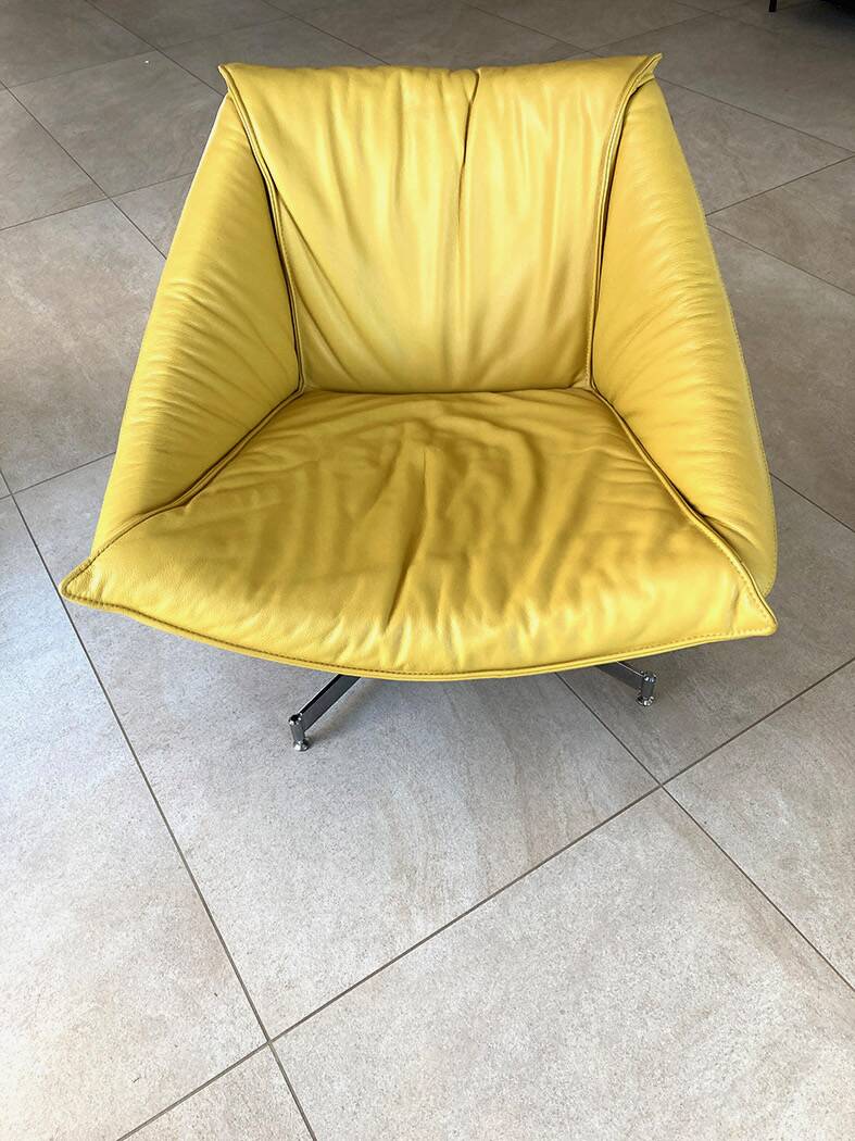 Yellow leather armchair