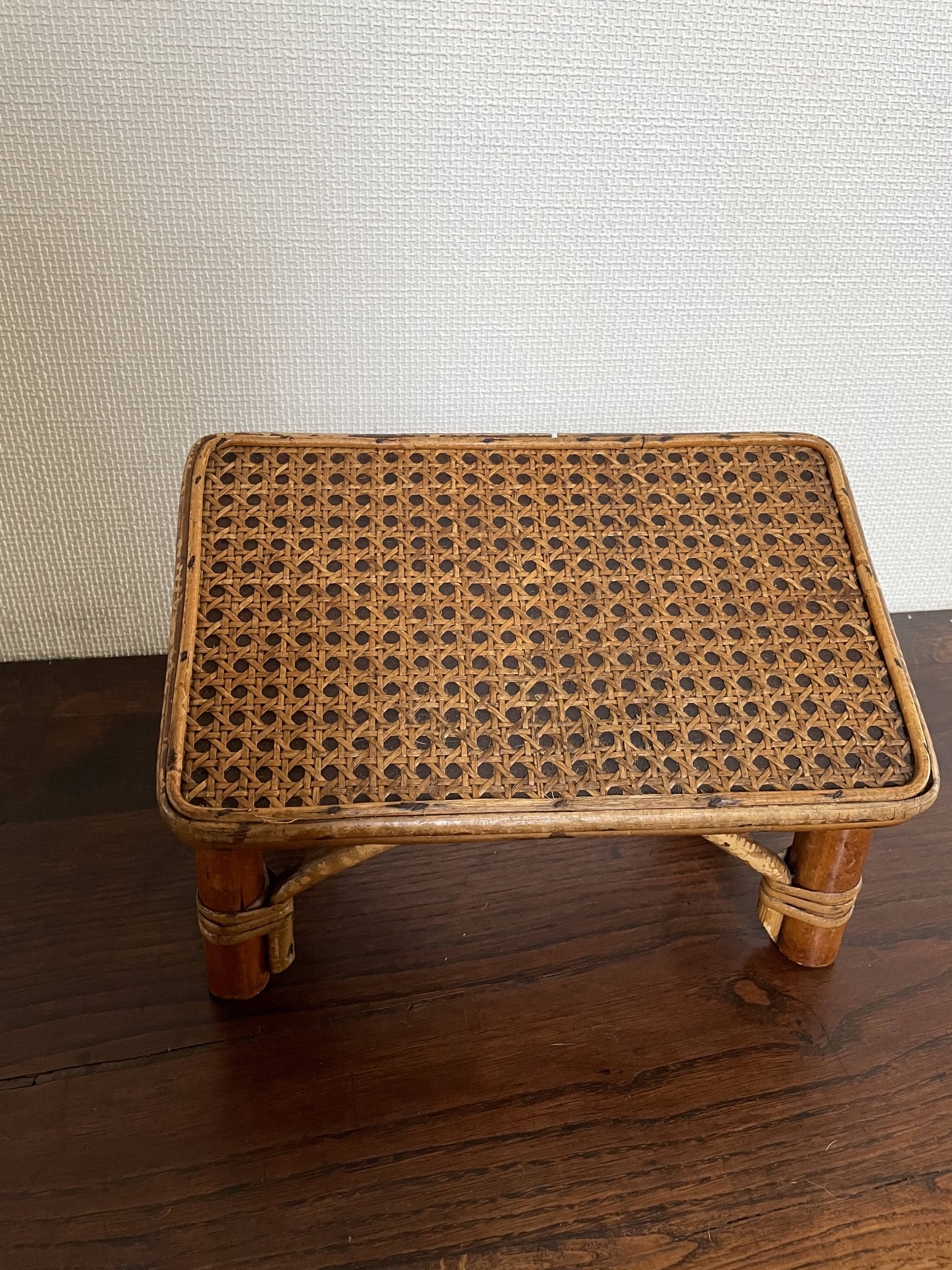 Rattan and cane footrest from the 1950s