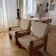 Paire de fauteuils en pin vintage 