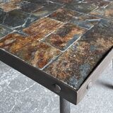 Brutalist coffee table in metal and lava stone, 1960s