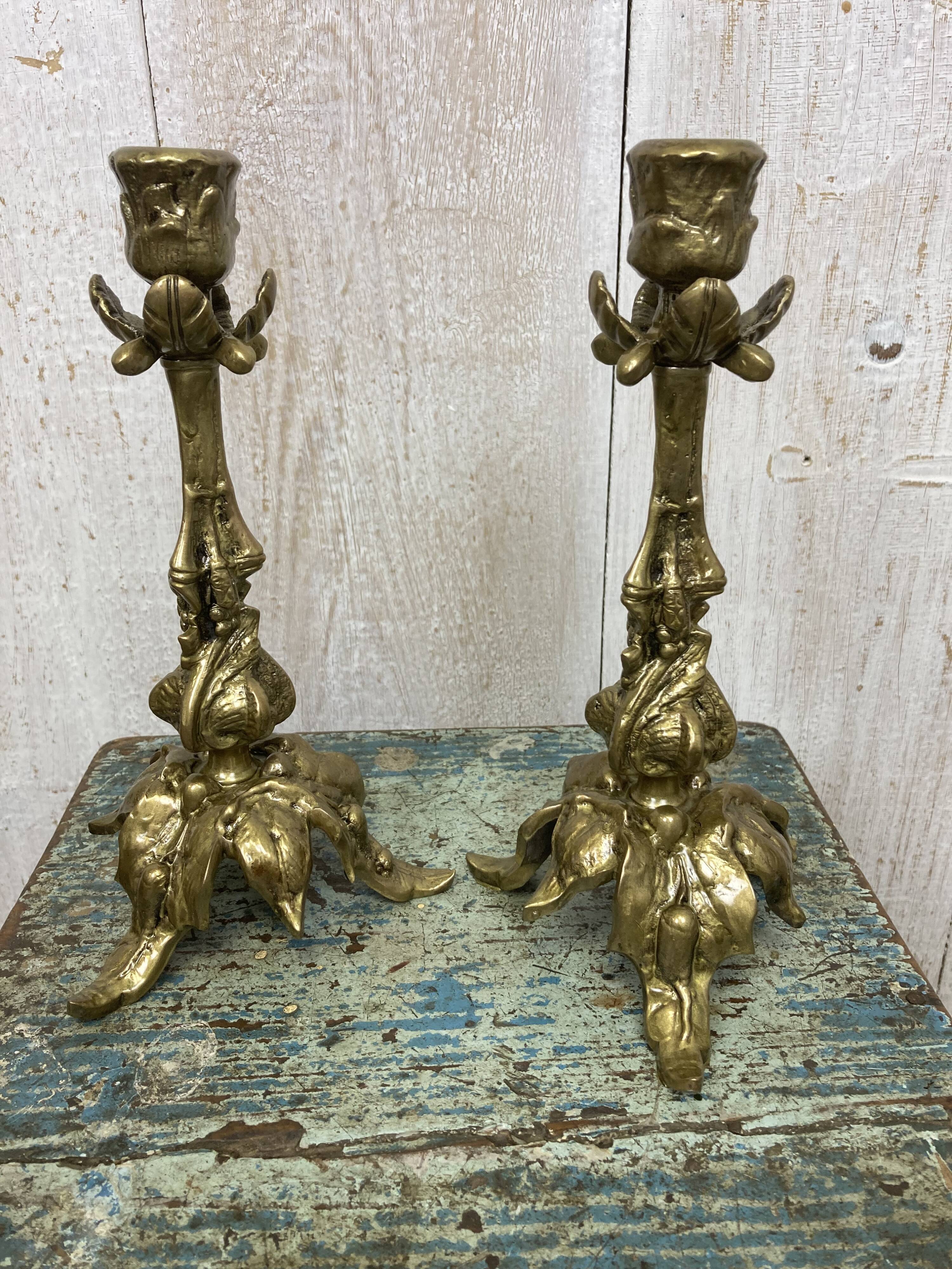 Pair of antique candle holders