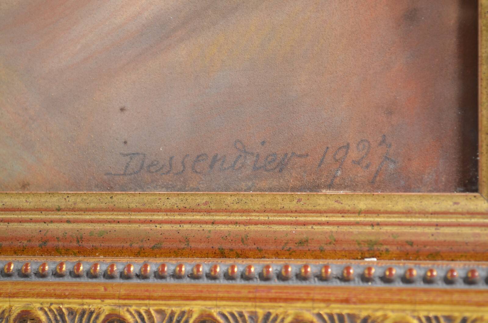 Dessendier (French School of the 20th century) Portrait of a woman in the antique style Pastel signed and dated 1927