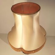 Large lamp to lay ceramic foot varnished orange and brown flowers