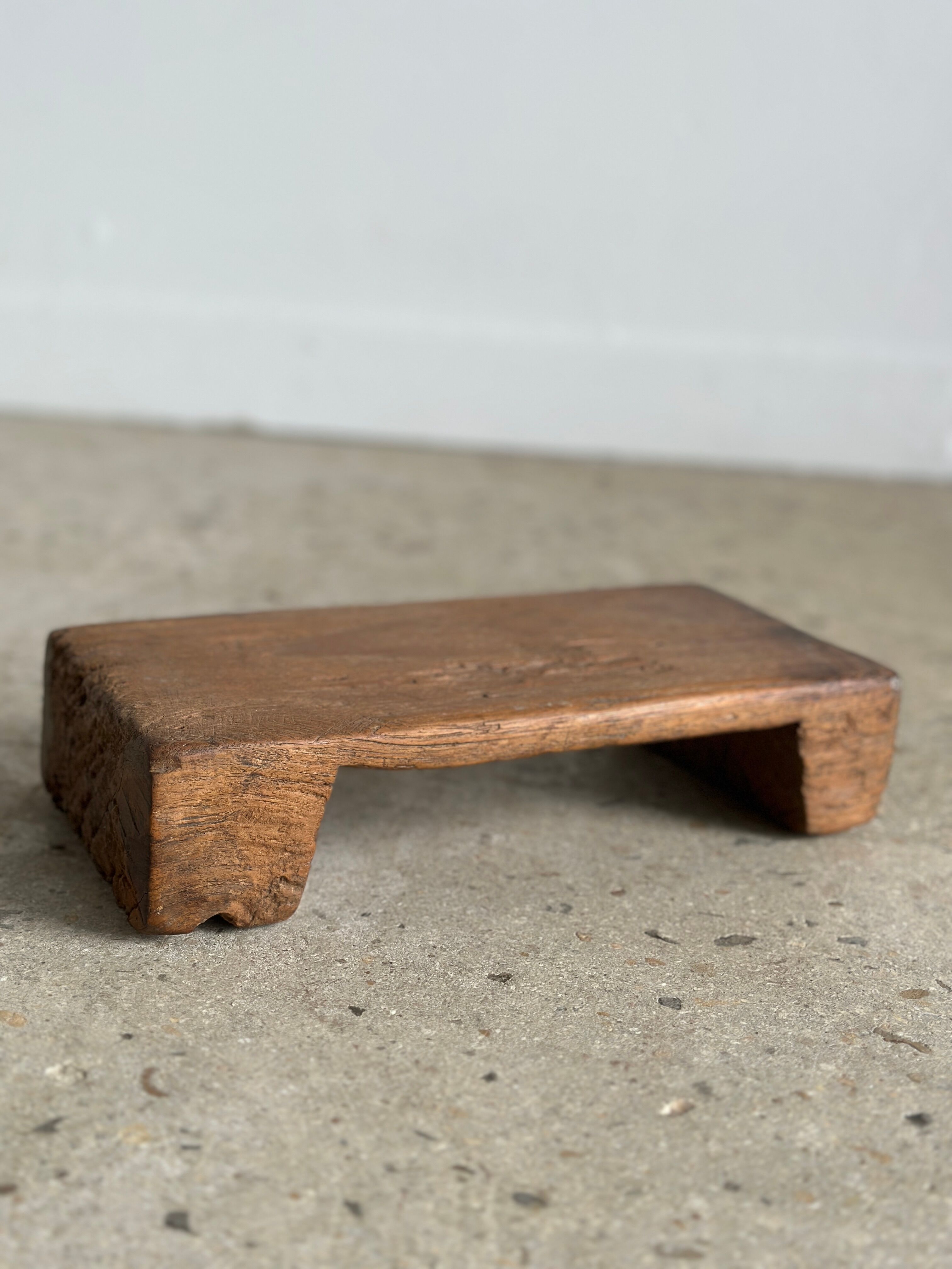 Mini Asian teak side stool blonde