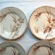 4 GIEN dessert plates, glaïeul style, sepia colour