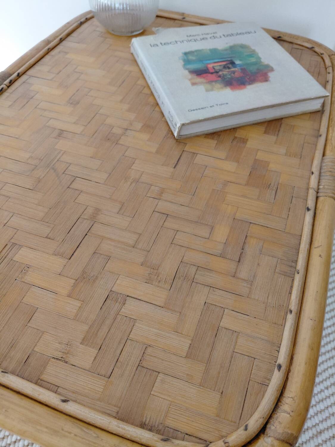 Vintage rattan coffee table from the 70s - organic lines, Riviera spirit.