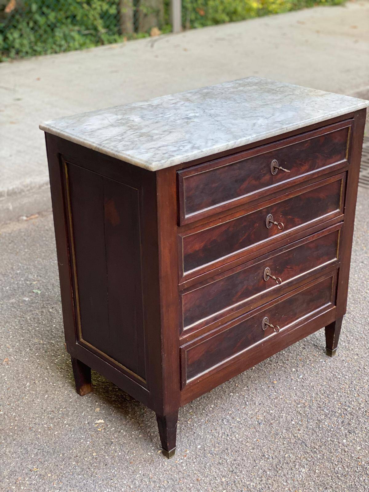 19th century Louis XVI mahogany and marble commode