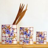 Vintage spice pots, jars in faience