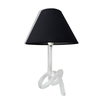 1970s Lucite Knot Table Lamp Attributed to Elaine Bscheider for Dorothy Tho