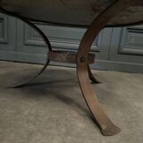 Coffee table with fossilized stone top and brutalist base, 1970s