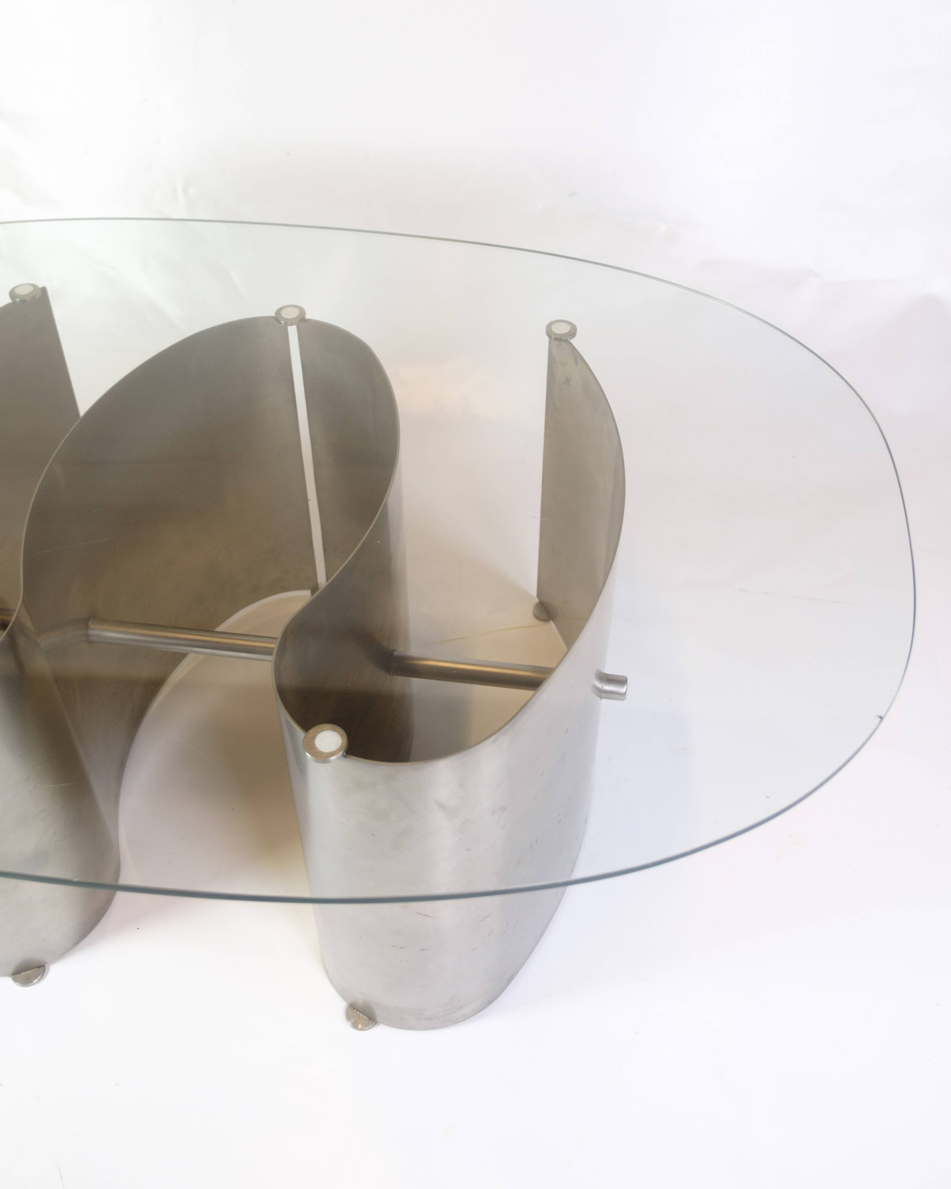 Unique Coffee Table With Glass Top By Jørgen Flemmer From 1980s
