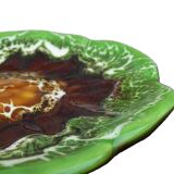 Plat vintage français en faïence de Vallauris à glaçure verte