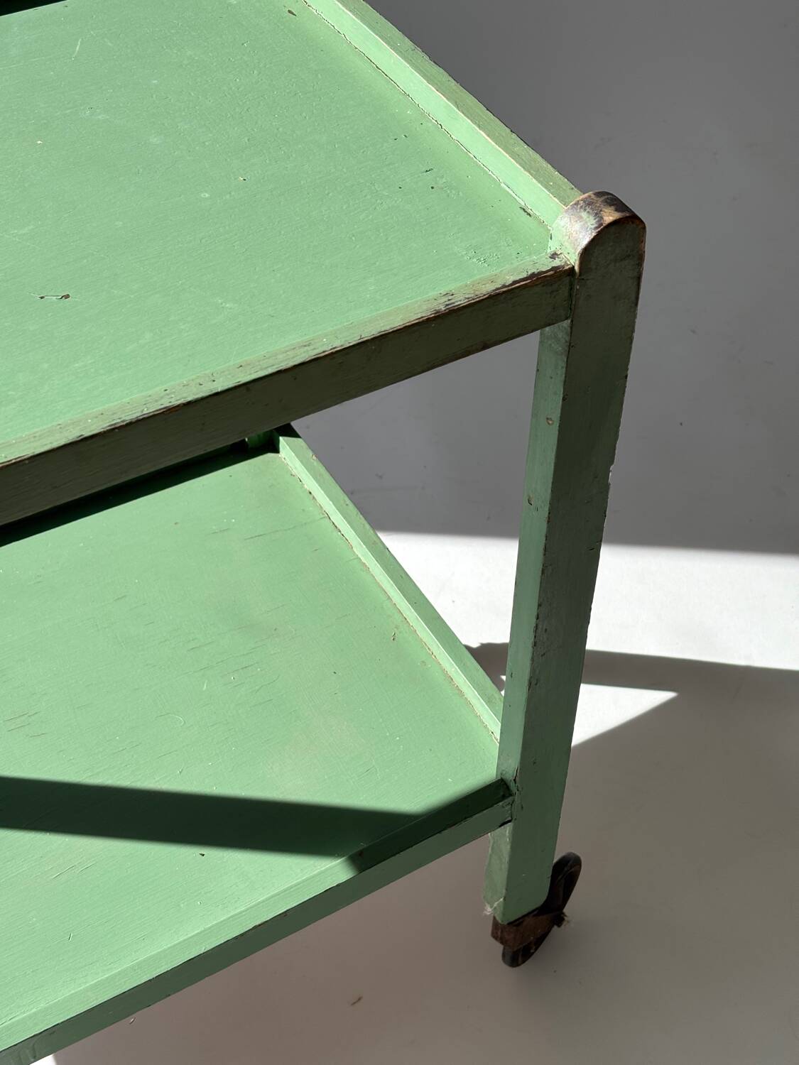 Painted wooden serving trolley, patinated, circa 1950