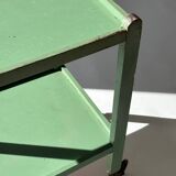 Painted wooden serving trolley, patinated, circa 1950
