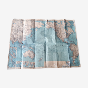 Map earth planisphere paper 60s