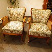 Set of 2 German Chippendale Cane Armchairs by Adolf Wrenger