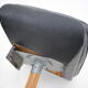 Madsen and Schubell Black Leather Reclining Chair and Stool, Denmark 1960