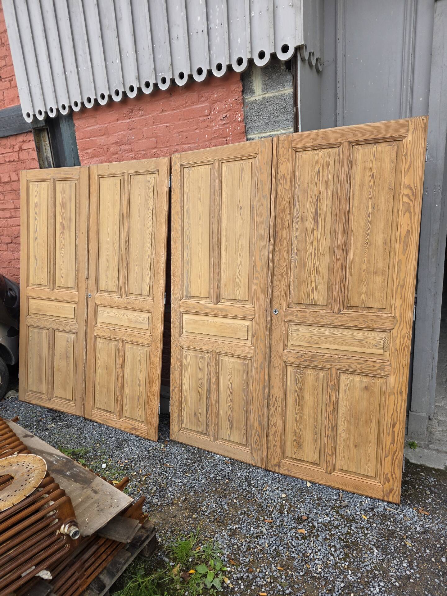 4 old cupboard doors in pitch pine