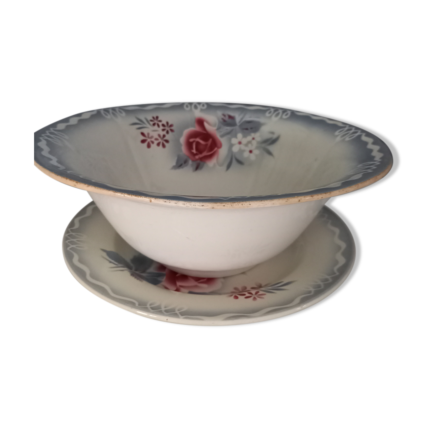 Ensemble saladier et plat rond Digoin Sarreguemines