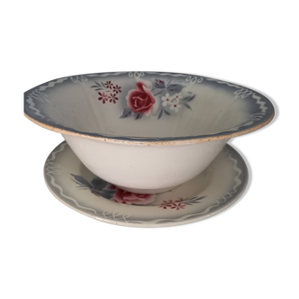 Ensemble saladier et plat rond Digoin Sarreguemines