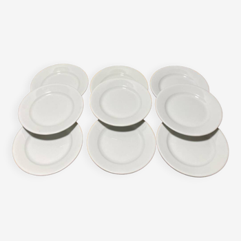 Lot de 9 assiettes a dessert Sarreguemines blanches