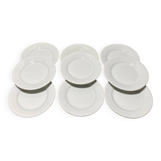 Lot de 9 assiettes a dessert Sarreguemines blanches