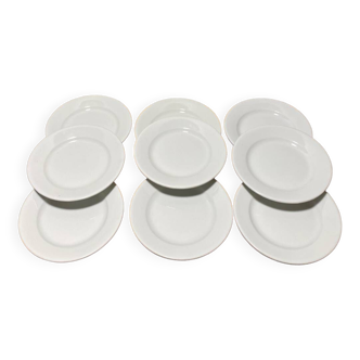 Set of 9 white Sarreguemines dessert plates