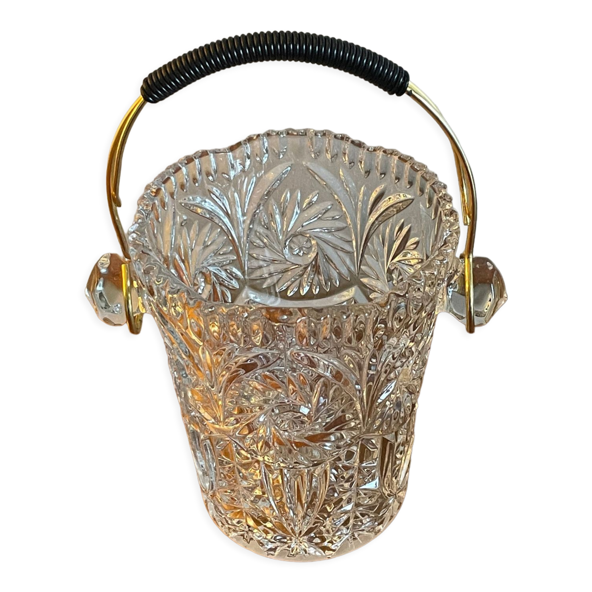 Seau à glaçons verre taillé et scoubidou