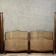 Pair of Louis XV style center beds in walnut and cane base circa 1900