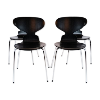 Lot de 4 chaises fourmi noire, modèle 3101, conçu par Arne Jacobsen en 1952