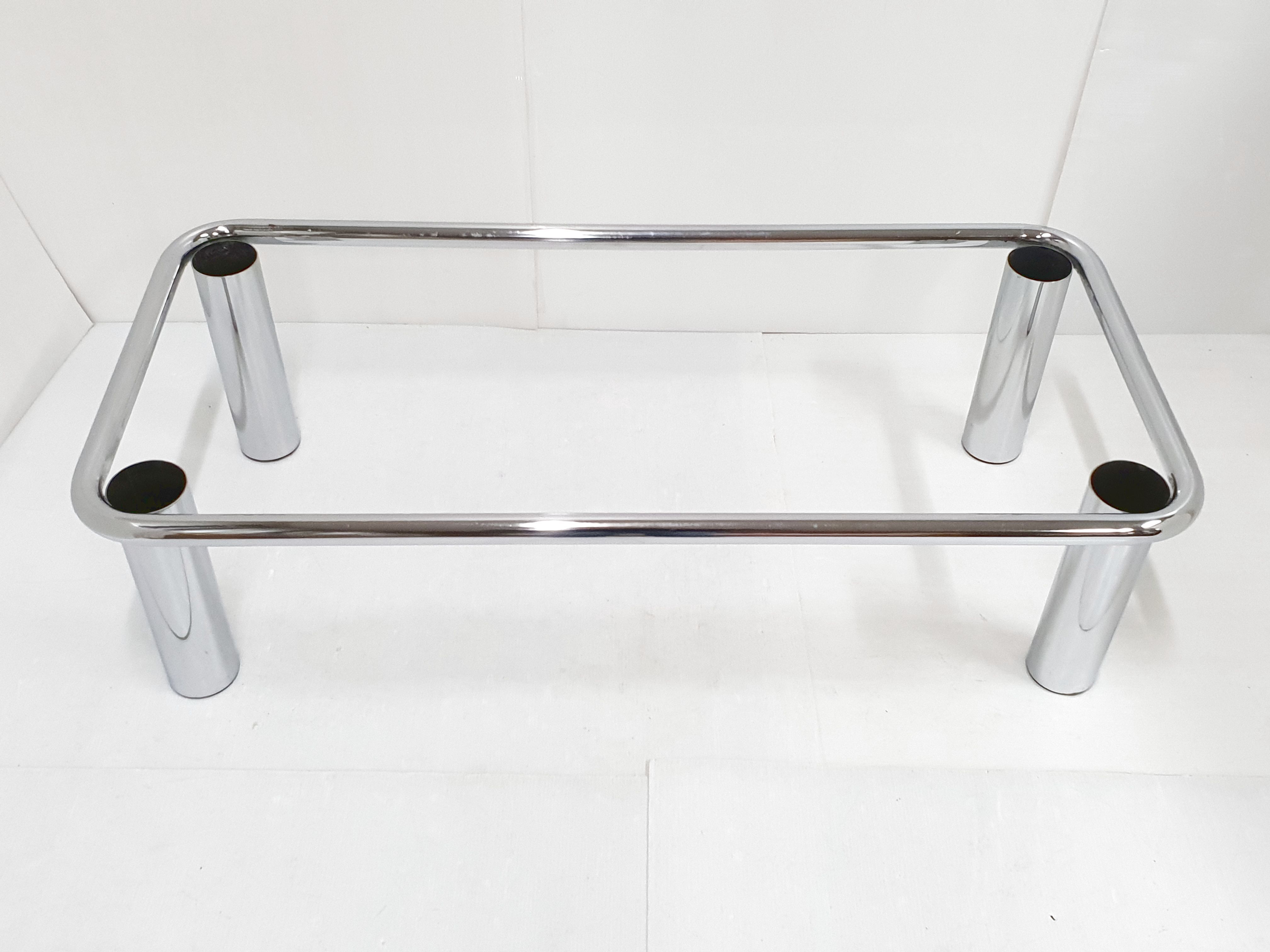 vIntage steel glass coffee table 1970