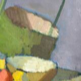 Original Mid Centaur European Oil On Canvas – Colourful Cubist Still Life By Lopin – 1950s Vintage & Framed