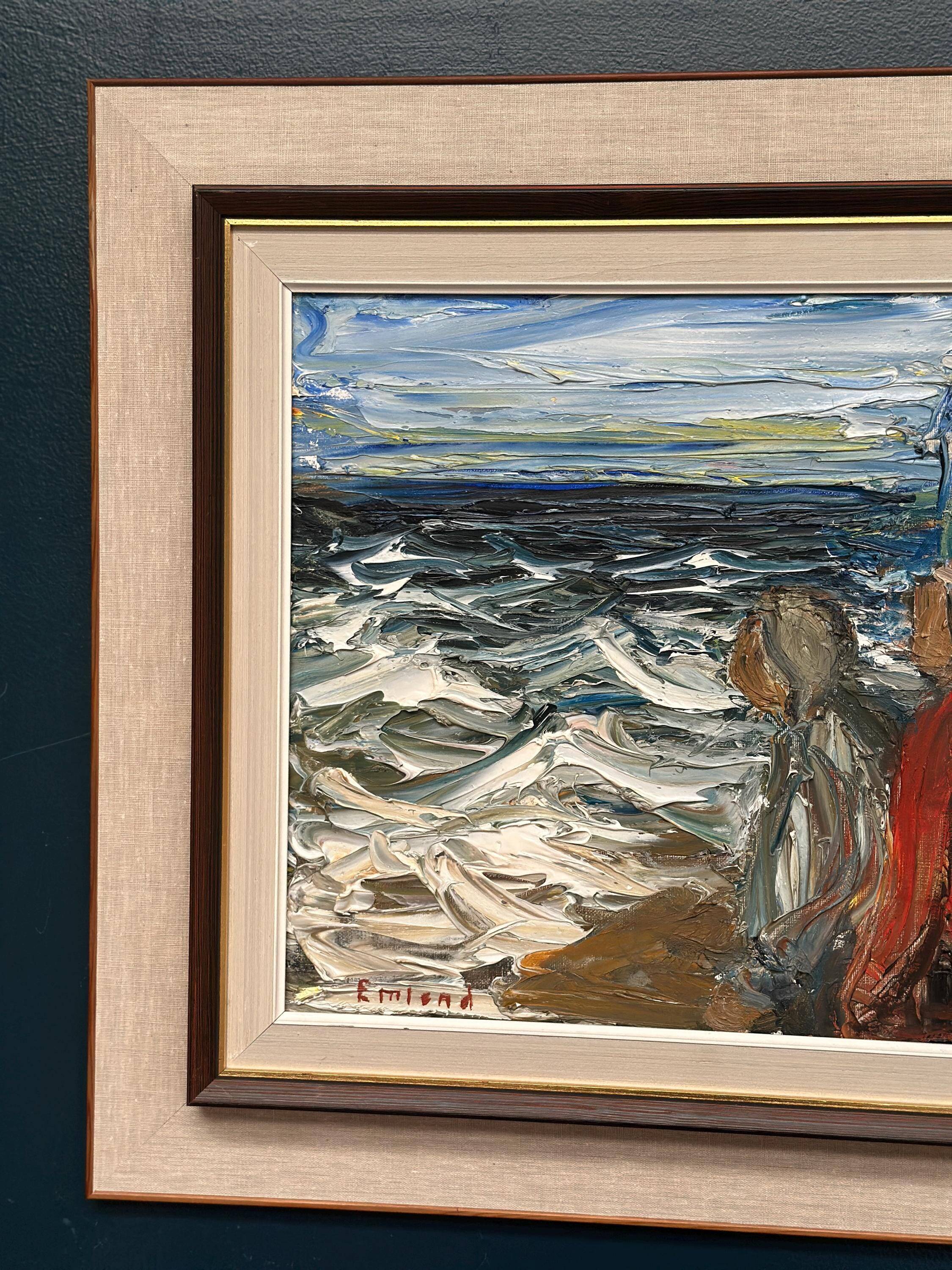 Original Swedish Oil on Canvas – “Figures” by Einar Emland – Vintage