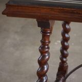 Antique Italian desk table, walnut and marble, Naples, 19th century.