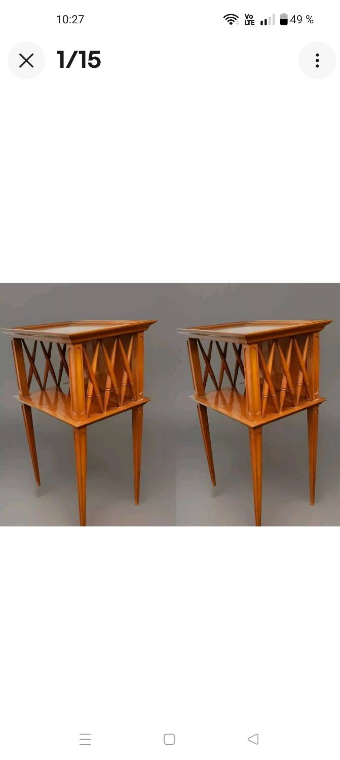 Pair of cherry wood bedside tables/end tables from the 1950s
