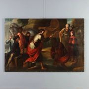 Ancient painting "The Baptism of the Eunuch" oil on canvas 17th century